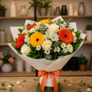 Livrare buchet pentru absolvirea liceului cu gerbera vesela - poza 1