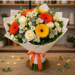 Livrare buchet pentru absolvirea liceului cu gerbera vesela - poza 4
