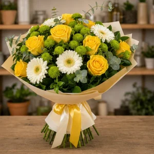 Livrare buchet pentru absolvirea liceului cu trandafiri galbeni - poza 4