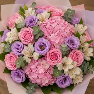 Livrare buchet pentru absolvirea liceului festiv roz si lila - poza 2