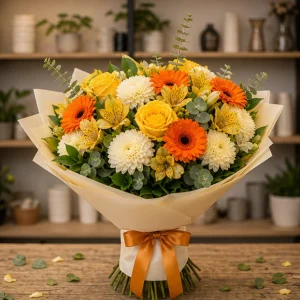 Livrare buchet pentru absolvirea liceului in tonuri de soare - poza 1