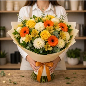 Livrare buchet pentru absolvirea liceului in tonuri de soare - poza 3