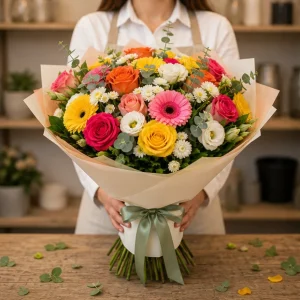 Livrare buchet pentru absolvirea liceului multicolor rafinat - poza 3