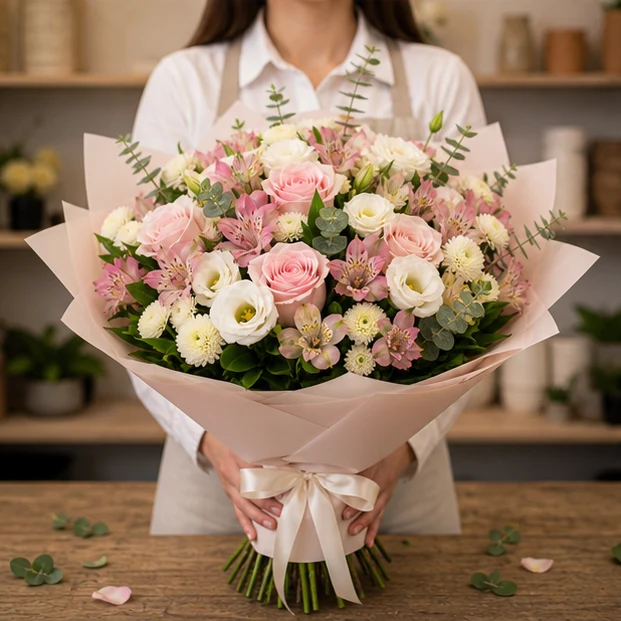 Livrare buchet pentru absolvirea liceului pastel elegant - poza 3