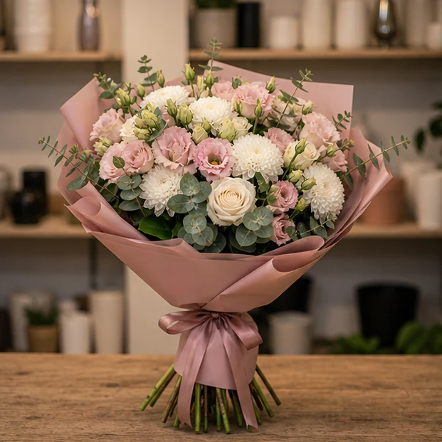 Livrare buchet pentru absolvirea liceului roz luminos - poza 1