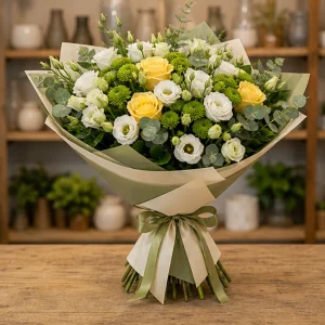 Livrare Buchete pentru Absolventi buchet elegant cu lisianthus si santini - poza 3
