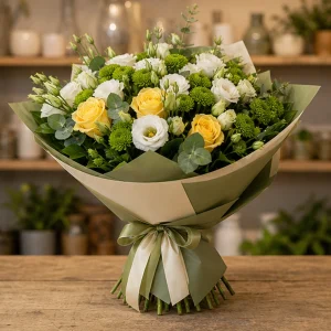 Livrare Buchete pentru Absolventi buchet elegant cu lisianthus si santini - poza 4
