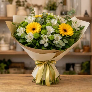 Livrare Buchete pentru Absolventi buchet festiv cu gerbera si alstroemeria - poza 3
