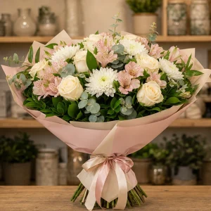 Livrare Buchete pentru Absolventi buchet pastel cu trandafiri crem - poza 1