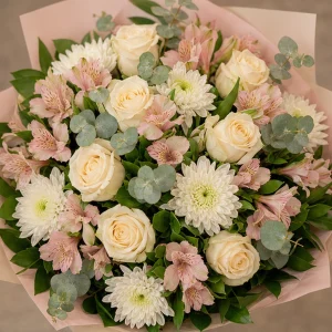 Livrare Buchete pentru Absolventi buchet pastel cu trandafiri crem - poza 2