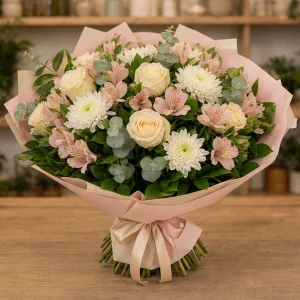 Livrare Buchete pentru Absolventi buchet pastel cu trandafiri crem - poza 4