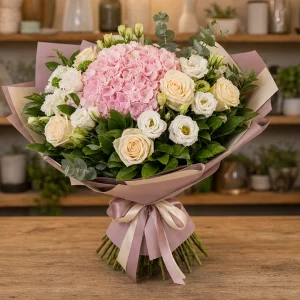 Livrare Buchete pentru Absolventi buchet premium accesibil cu hortensie roz - poza 4