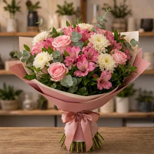 Livrare Buchete pentru Absolventi buchet roz luminos cu alstroemeria - poza 1