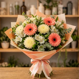 Livrare Buchete pentru Absolventi buchet vesel cu gerbera somon - poza 1