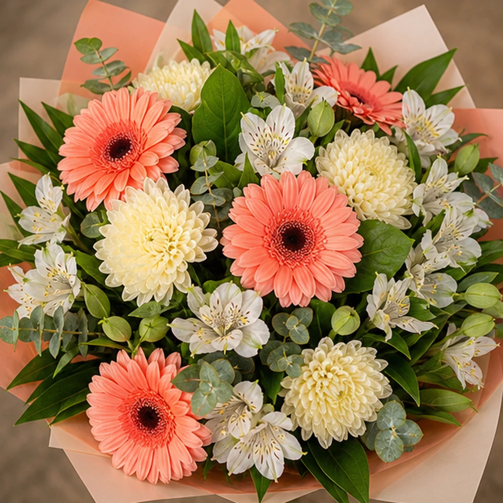 Livrare Buchete pentru Absolventi buchet vesel cu gerbera somon - poza 2