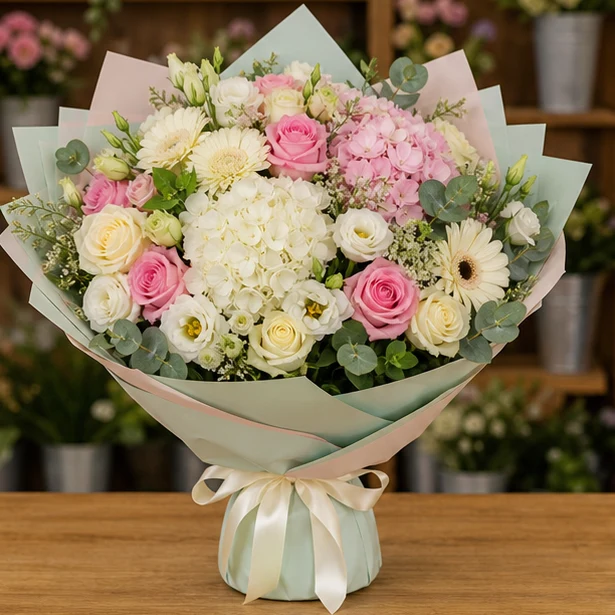 Livrare Buchete pentru Zile de Nastere buchet de lux multicolor pastel - poza 1