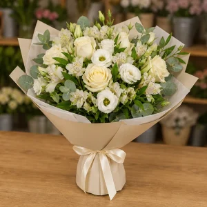 Livrare Buchete pentru Zile de Nastere buchet elegant crem cu lisianthus - poza 4