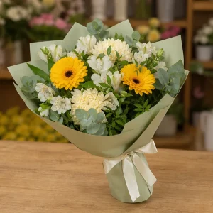 Livrare Buchete pentru Zile de Nastere buchet vesel cu gerbera si alstroemeria - poza 4
