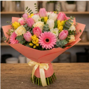 Livrare colectii de flori de primavara buchet multicolor natural - poza 4