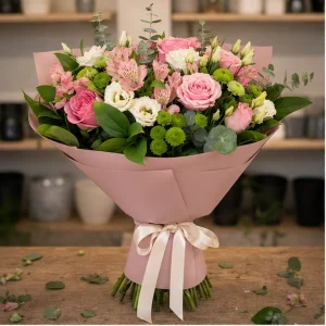 Livrare colectii de flori de primavara buchet roz delicat - poza 1