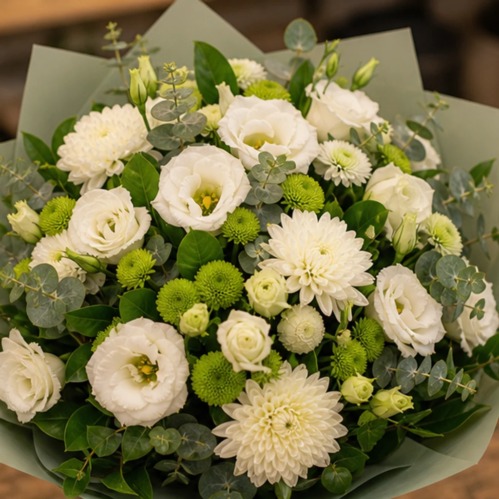 Livrare flori pentru a multumi buchet alb verde discret - poza 2