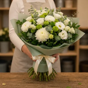 Livrare flori pentru a multumi buchet alb verde discret - poza 3
