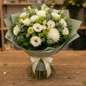 Livrare flori pentru a multumi buchet alb verde discret - poza 4