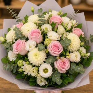 Livrare flori pentru a multumi buchet apreciere roz si alb - poza 2