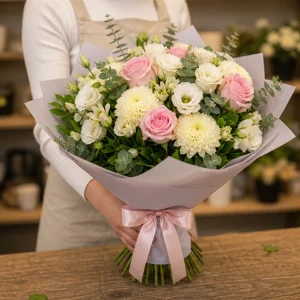 Livrare flori pentru a multumi buchet apreciere roz si alb - poza 3