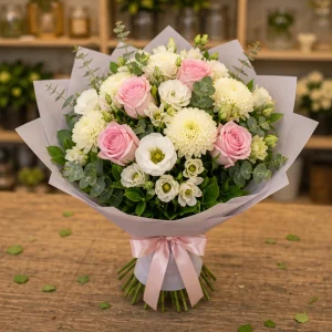 Livrare flori pentru a multumi buchet apreciere roz si alb - poza 4