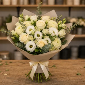 Livrare flori pentru a multumi buchet crem cu lisianthus - poza 4