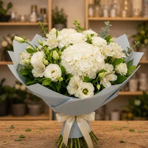 Livrare flori pentru a multumi buchet cu hortensie alba - poza 1