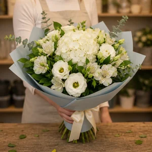 Livrare flori pentru a multumi buchet cu hortensie alba - poza 3