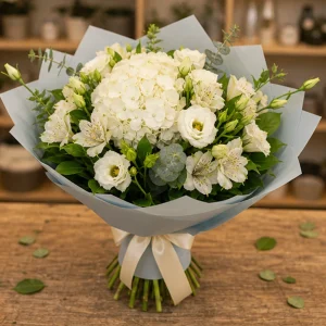 Livrare flori pentru a multumi buchet cu hortensie alba - poza 4