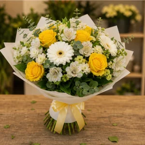 Livrare flori pentru a multumi buchet galben si alb vesel - poza 4