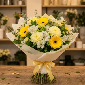 Livrare flori pentru a multumi buchet luminos cu gerbera si alstroemeria - poza 1