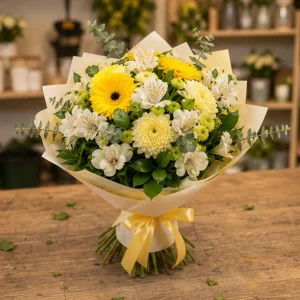 Livrare flori pentru a multumi buchet luminos cu gerbera si alstroemeria - poza 4