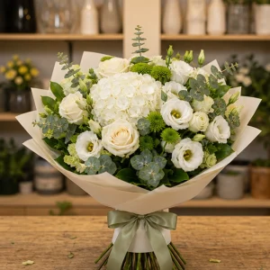 Livrare flori pentru a multumi buchet premium accesibil alb crem - poza 1