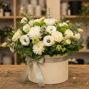 Livrare flori pentru a multumi cutie florala ivory - poza 1