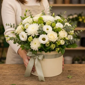 Livrare flori pentru a multumi cutie florala ivory - poza 3