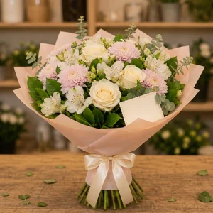 Livrare flori pentru a multumi pachet buchet si felicitare - poza 1