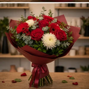 Livrare flori pentru intalniri romantice buchet rosu discret - poza 4