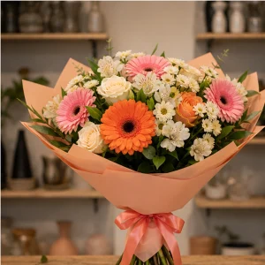 Livrare flori pentru intalniri romantice cu gerbera calda - poza 1