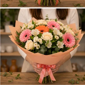 Livrare flori pentru intalniri romantice cu gerbera calda - poza 3