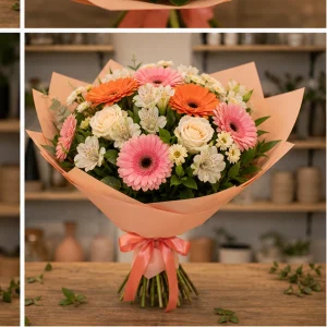 Livrare flori pentru intalniri romantice cu gerbera calda - poza 4