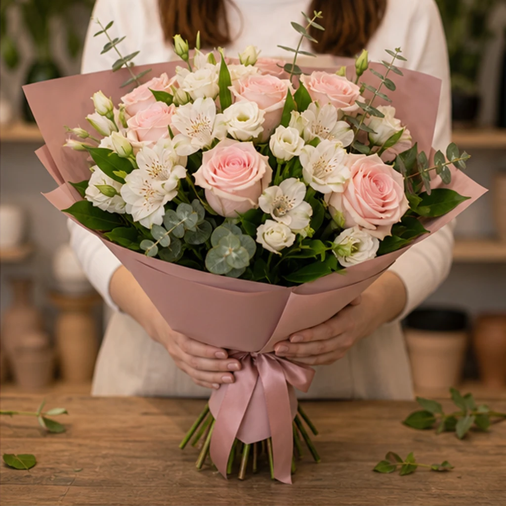 Livrare flori pentru intalniri romantice cu trandafiri roz pal - poza 3