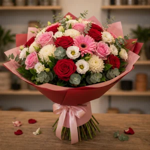 Livrare flori pentru intalniri romantice deluxe rosu si roz - poza 4