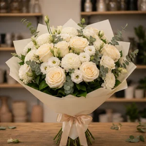 Livrare flori pentru intalniri romantice elegant crem - poza 1