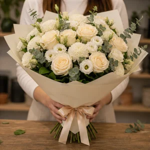 Livrare flori pentru intalniri romantice elegant crem - poza 3