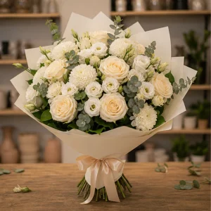Livrare flori pentru intalniri romantice elegant crem - poza 4
